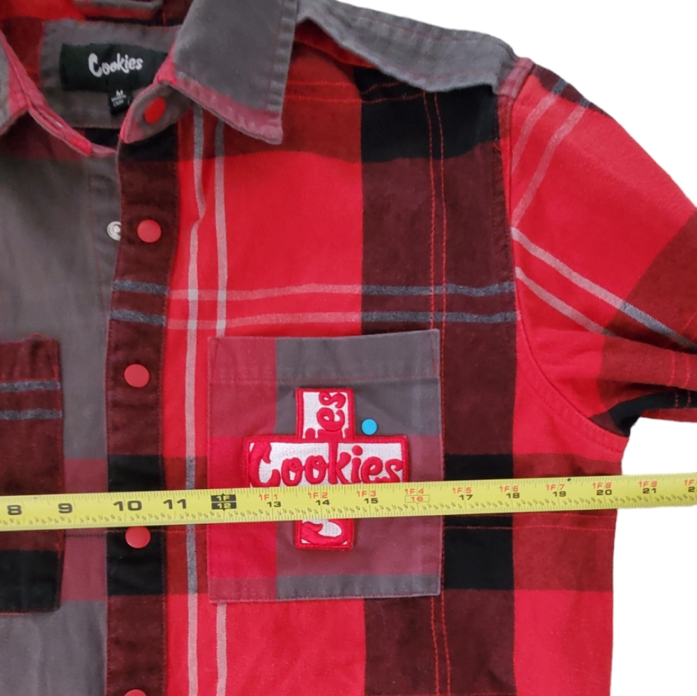 Cookies Heavyweight Cotton Flannel Fabric W/Logo Patches Plaid Shirt. Me… - Picture 11 of 14